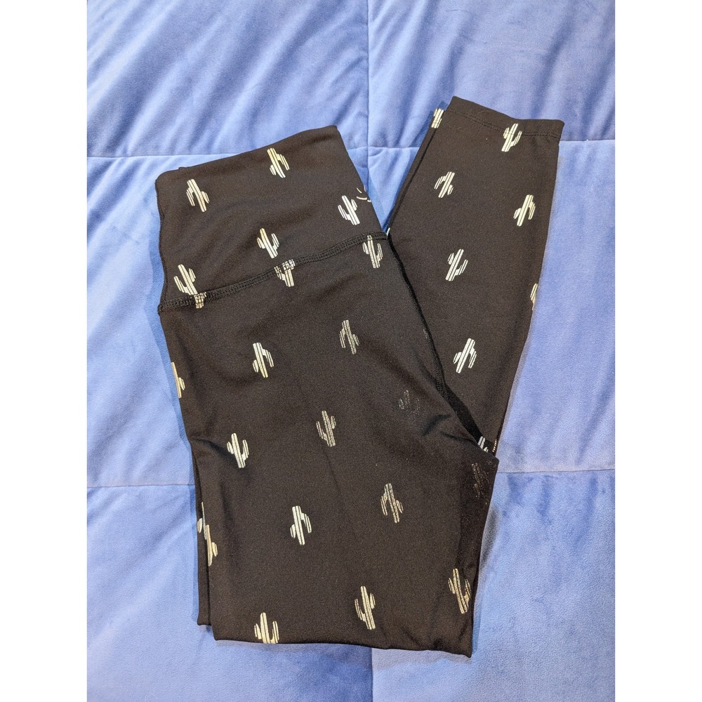 Beyond Yoga Leggings Black Silver Cactus Foil High Waisted - Size L
